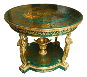 French Napoleon III Revival Centre Table in Malachite