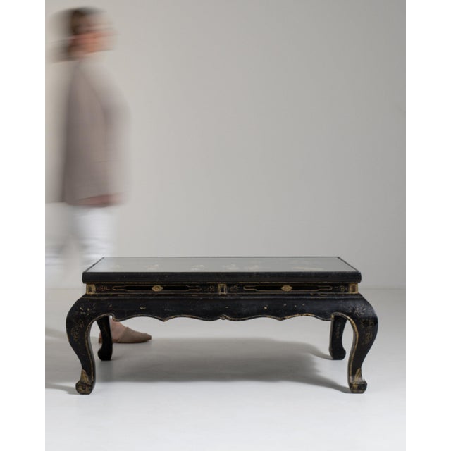 Mid 20th Century Mid 20th Century France Chinoiserie Black Wood Coffee Table For Sale - Image 5 of 11