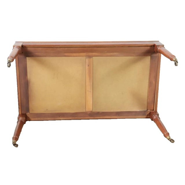 Late 20th Century Baker Milling Road Distressed Teak Writing Desk on Casters For Sale In Cleveland - Image 6 of 6