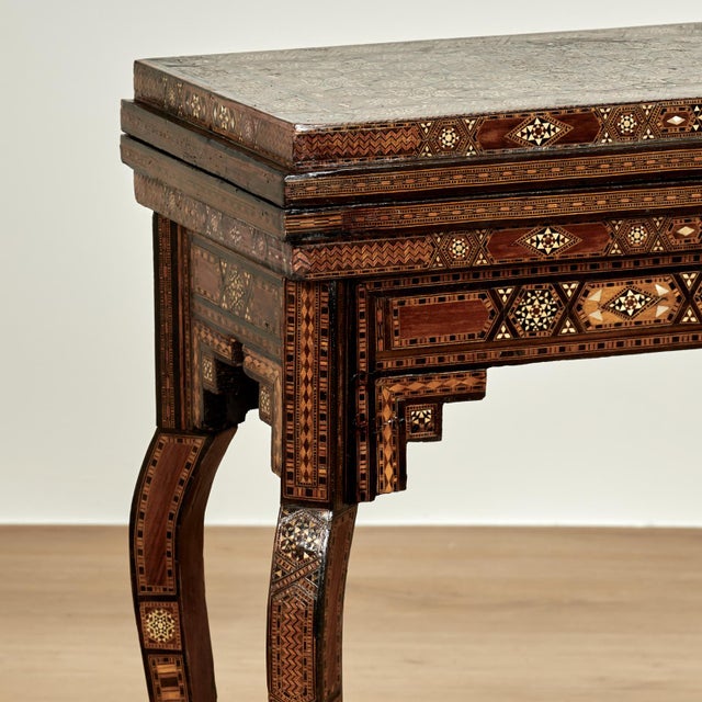 Antique Moroccan Foldout Inlaid Game Table For Sale - Image 10 of 16