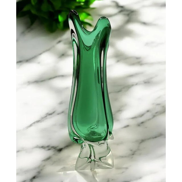 Emerald Murano Glass Vase attributed to Fratelli Tosi, 1960s For Sale - Image 14 of 18