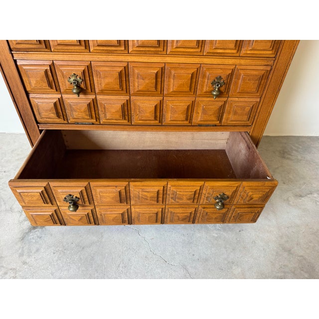Wood 1970’s Vintage Paneled Front Wood Small Bar Cabinet With Marble Top For Sale - Image 7 of 12