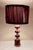 Vintage Red and Black Ceramic Table Lamp with Brass Details and Fabric Shade, 1990s For Sale - Image 10 of 10
