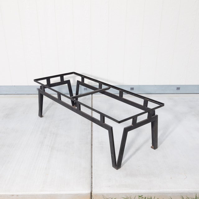 Rare mid-century modern architectural coffee table frame designed in the manner of Walter Lamb for Pacific Iron Products...