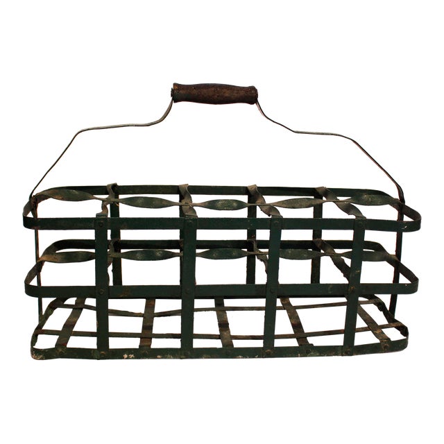 Vintage French Metal Wine Bottle Carrier Chairish