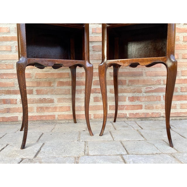 French Oak Nightstands with 2 Drawers, 1890s, Set of 2 For Sale - Image 14 of 18