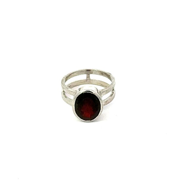 Red Handcrafted 925 Sterling Silver Garnet Ring With 10x8mm Oval Stone in Bezel Setting - Size 7 For Sale - Image 8 of 12