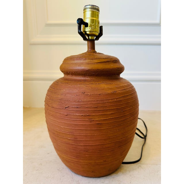 Mid 20th Century Vintage Rustic Terracotta Table Lamp For Sale - Image 5 of 11