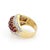 This gorgeous ring is crafted from 18k yellow and white gold with a polished finish. It features a wide curved shape dome...