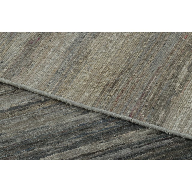 Rug & Kilim's Solid Textural Rug, Blue and Gray Monochrome Stripes and Striae For Sale In New York - Image 6 of 7