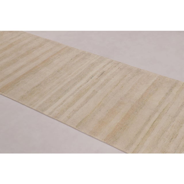 Rug & Kilim Rug & Kilim’s Textural Extra-Long Runner Rug, Light Cream and Beige Striae For Sale - Image 4 of 8