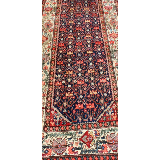 Jewel-Toned Antique Persian Malayer Long Runner With All-Over Geometric Design 3'5 X 13 For Sale - Image 9 of 12