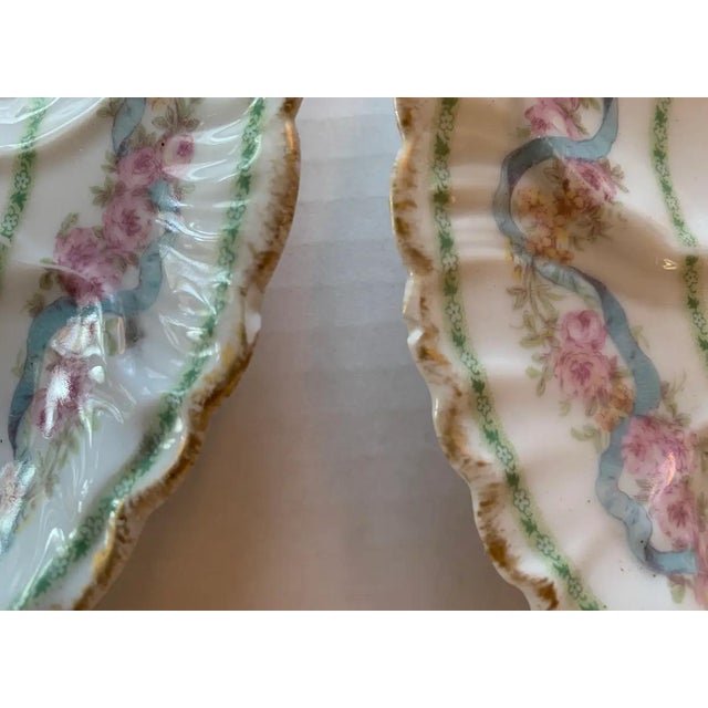 Rare Antique Limoges Oyster Plates With 5 Holes, Early 19th Century- Set of 6 For Sale - Image 9 of 12