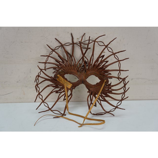 2 Vintage 1980s Jl Chuites Leather Tassel Mardi Gras Face Masks For Sale - Image 15 of 16