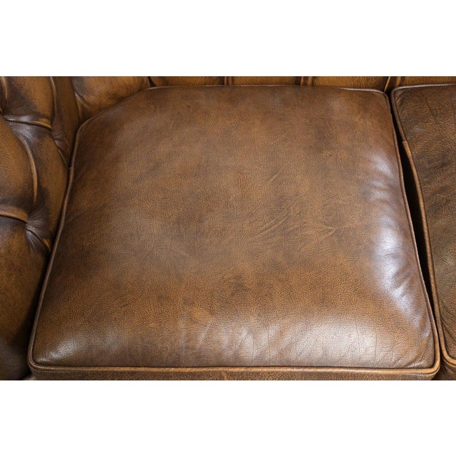 English Cowhide Chesterfield 2-Seater Sofa For Sale - Image 5 of 14