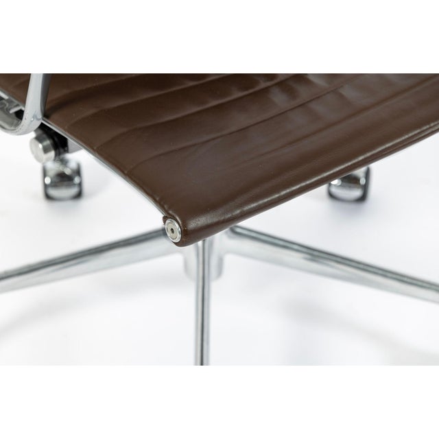 Eames Herman Miller Aluminum Group Thin Pad Brown Leather Office Chair, 2008 For Sale - Image 13 of 18