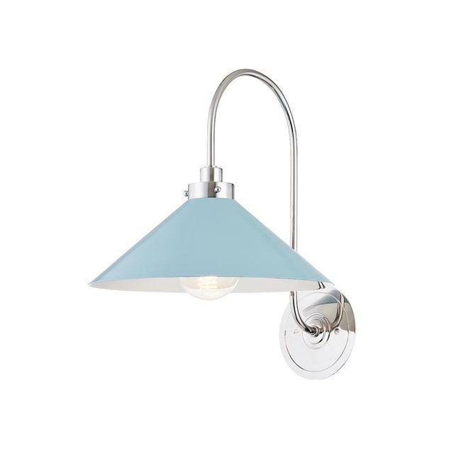 Traditional Hudson Valley Lighting Mark D. Sikes Clivedon 1-Light Sconce, Polished Nickel/Blue Bird For Sale - Image 3 of 3