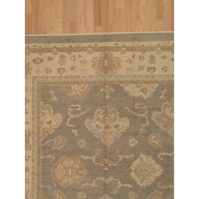 Vintage Oushak Carpet, Oriental Rug, Handmade Grey, Ivory, Saffron For Sale In New York - Image 6 of 12