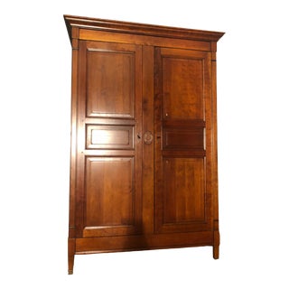 1980s Grange Directoire Distressed Fruitwood Clothing Armoire For Sale
