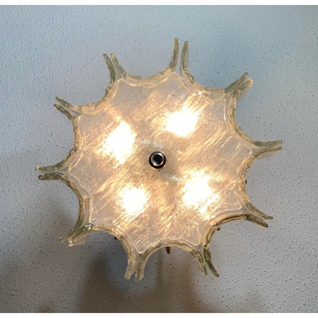 1960s Vintage 1960s Texture Glass Chandelier For Sale - Image 5 of 13