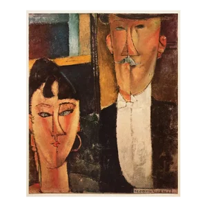 1940s "Bride and Groom" First Edition Swiss Offset Lithograph After Amedeo Modigliani