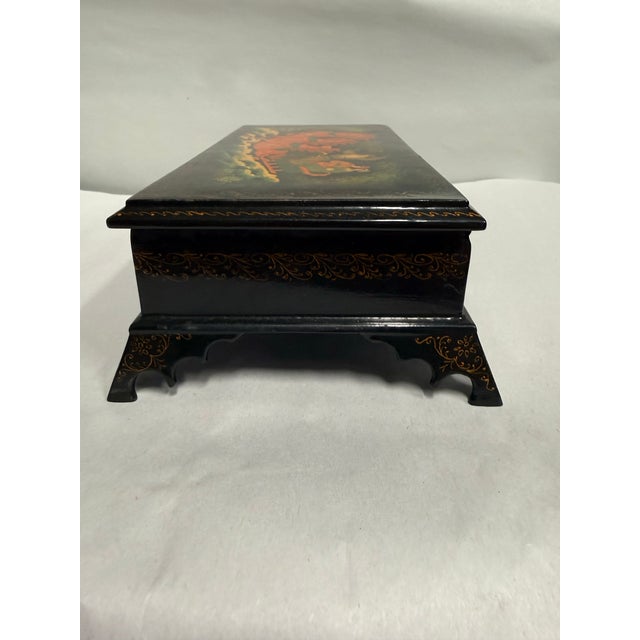 Hand-Painted Russian Lacquered Box With Horse and Sleigh Design For Sale In Jacksonville, FL - Image 6 of 12
