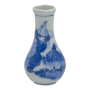 Vintage Diminutive Blue and White Chinoiserie Bud Vase