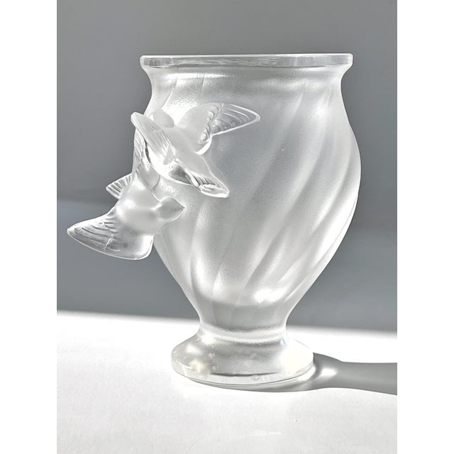 Antique Mid 20th Century Lalique Rosine Crystal Vase by Marie Lalique Signed C1950 An elegant frosted crystal vase by...