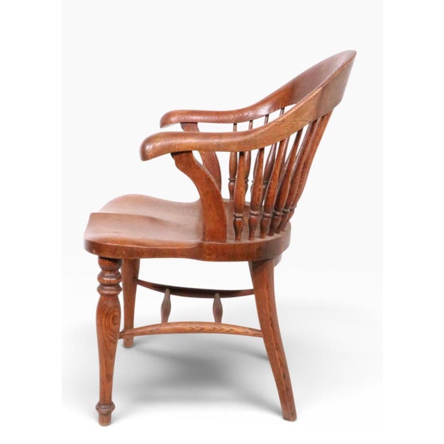 Brown Stylish Turn of the Century Oak Office Chair For Sale - Image 8 of 10