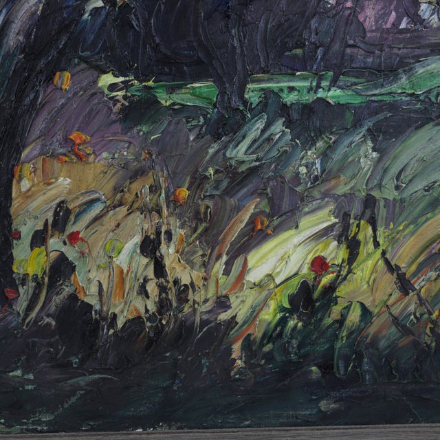 Ink Blue Emeric Vagh Weinmann (1919-2012) Oil Painting on Canvas: Trees and Flowers 68 For Sale - Image 8 of 12