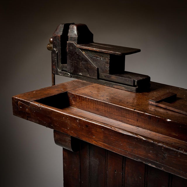 Industrial Industrial, French Workbench, Oak, 1900s For Sale - Image 3 of 9