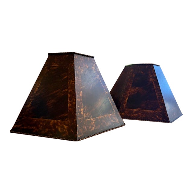 Vintage Metal Hand-Painted Tortoise Lampshades - a Pair For Sale