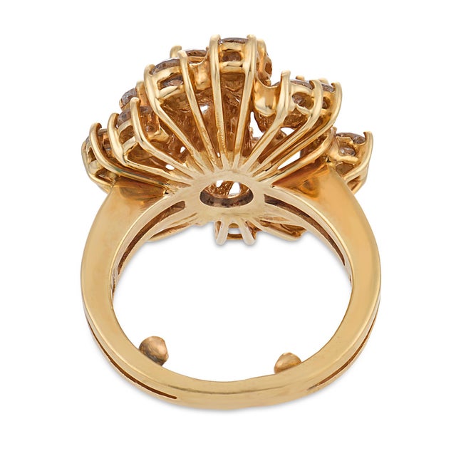 Vintage 3.20 Carat Diamond 14k Yellow Gold Cocktail Ring, Size 3 For Sale In Los Angeles - Image 6 of 7