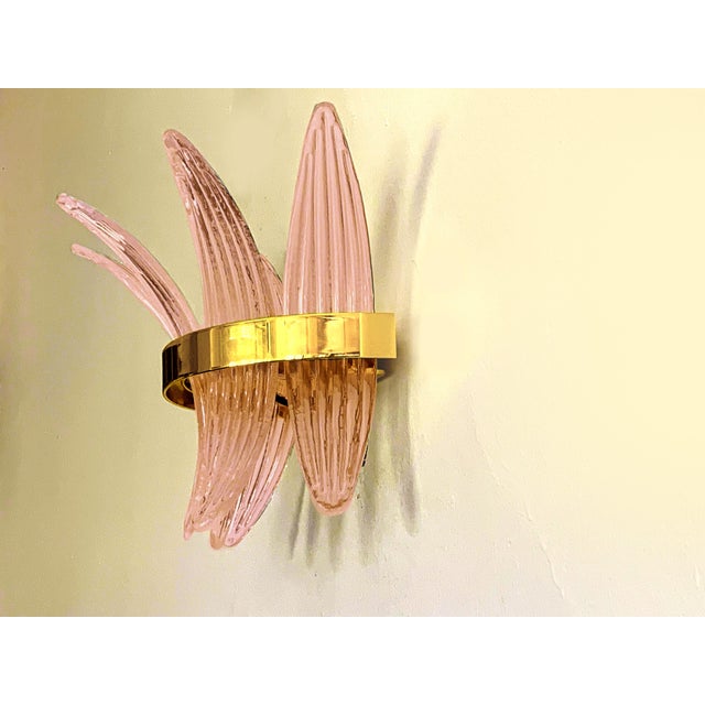 Impressive Palmetta wall sconce murano glass, our design from SimoEng Murano glass pink color 25x25x20 cm =...