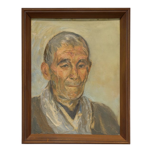 Vintage Portrait of a Man | Original Oil Painting on Swedish Board | Winsor & Newton, New York Provenance | C. 1950s | 18” X 14” Framed For Sale