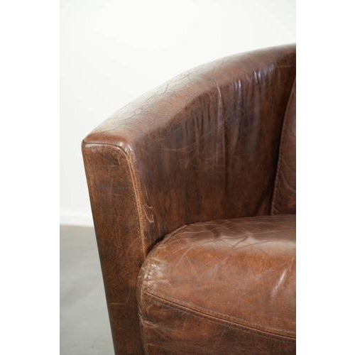 Aviator Cowhide Leather Armchair For Sale - Image 10 of 13
