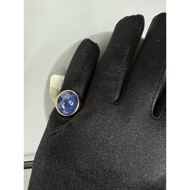 17.61 CTW Mid-Century No Heat Burmese Sapphire 18k Yellow Gold Ring, Size 7 For Sale - Image 10 of 11