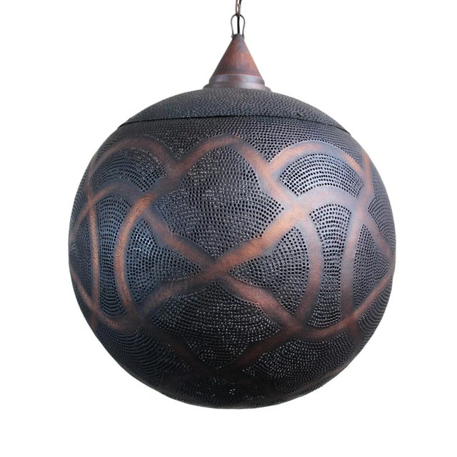 Industrial Asian Copper Globe Pendant Light XL For Sale In Los Angeles - Image 6 of 9