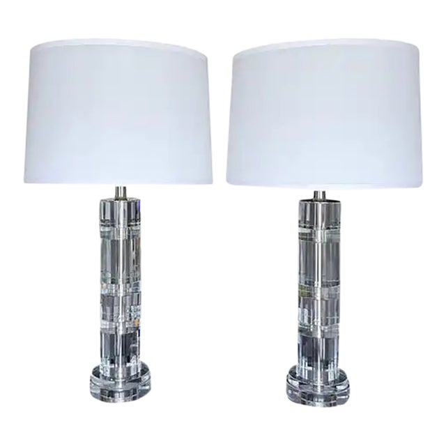 Ralph Lauren Faceted Crystal Table Lamps, Pair For Sale