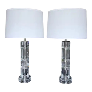 Ralph Lauren Faceted Crystal Table Lamps, Pair