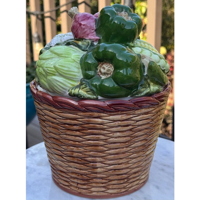 Mid-Century Made in Japan Trompe L’Oleil Basket of Vegetables For Sale - Image 13 of 15