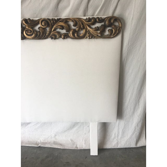 Late 19th Century Italian Upholstered Headboard With 19th C Gilt Fragment Accents For Sale - Image 5 of 11