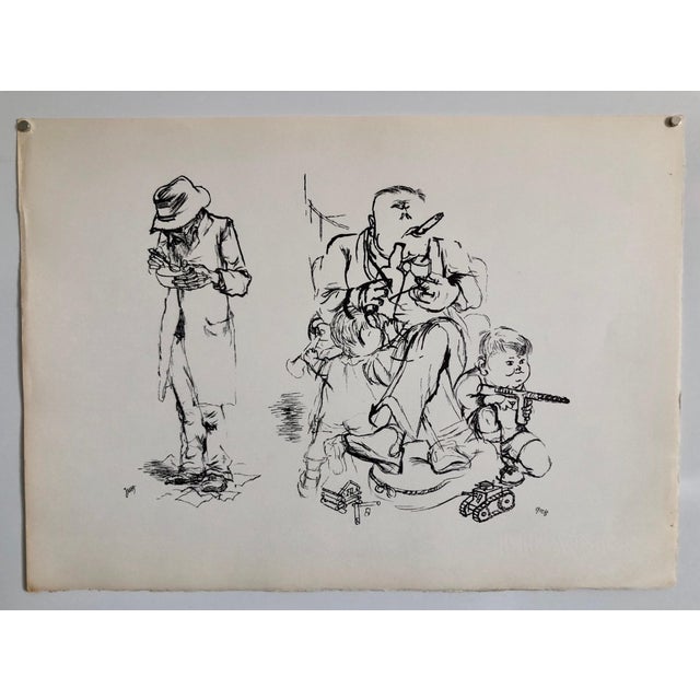 1930s George Grosz, 1936 Lithograph Interregnum, Cigar, Kid w Toy Gun, Small Edition Weimar Germany, 1936 For Sale - Image 5 of 5