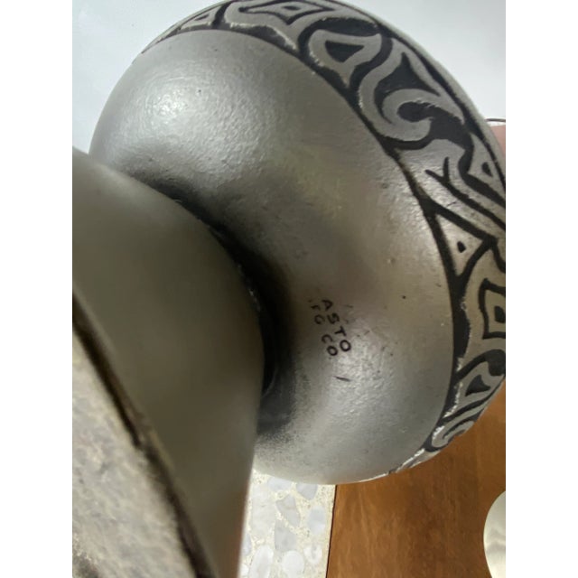 Metal Mid-Century Silver Ceramic Plasto Abstract Lamps - a Pair For Sale - Image 7 of 10