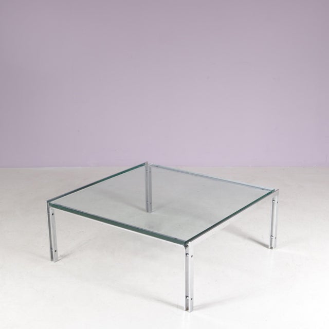 Metal Coffee Table with Chrome Frame and Glass Top by Hank Kwint for Metaform, Netherlands, 1960s For Sale - Image 7 of 14
