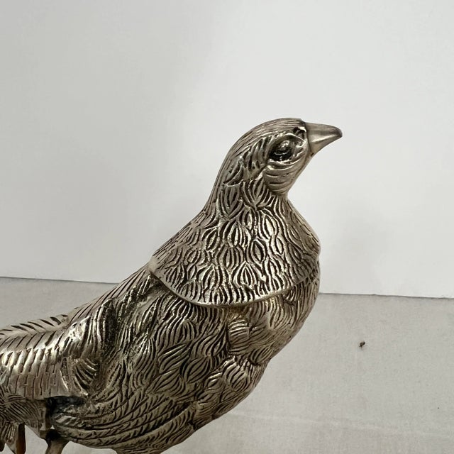 Vintage Silverplate Table / Mantle Pheasants - A Pair For Sale - Image 9 of 9