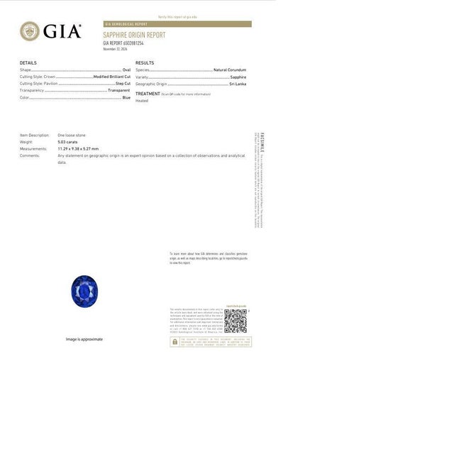 Metal 5.03 Carat Ceylon Sapphire Diamond Platinum Ring, Gia Certified, Size 6 For Sale - Image 7 of 8