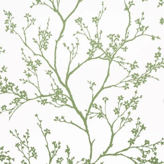 Schumacher Twiggy Wallpaper in Green For Sale