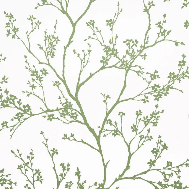 Schumacher Twiggy Wallpaper in Green For Sale
