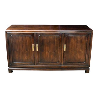 1960s John Widdicomb Walnut Chinoiserie-Style Sideboard For Sale